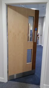 Left handed door - held open by Agrippa fire door closer