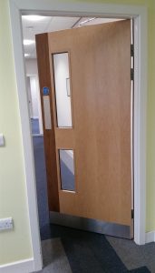 Right handed door - held open by fire door devices