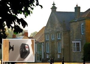 Black Agrippa Door Holder at Scarth Memorial Hall