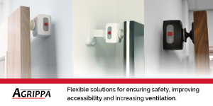 Agrippa magnetic fire door holders, enable fire doors to remain open for accessibility and automatically close in response to a fire alarm.