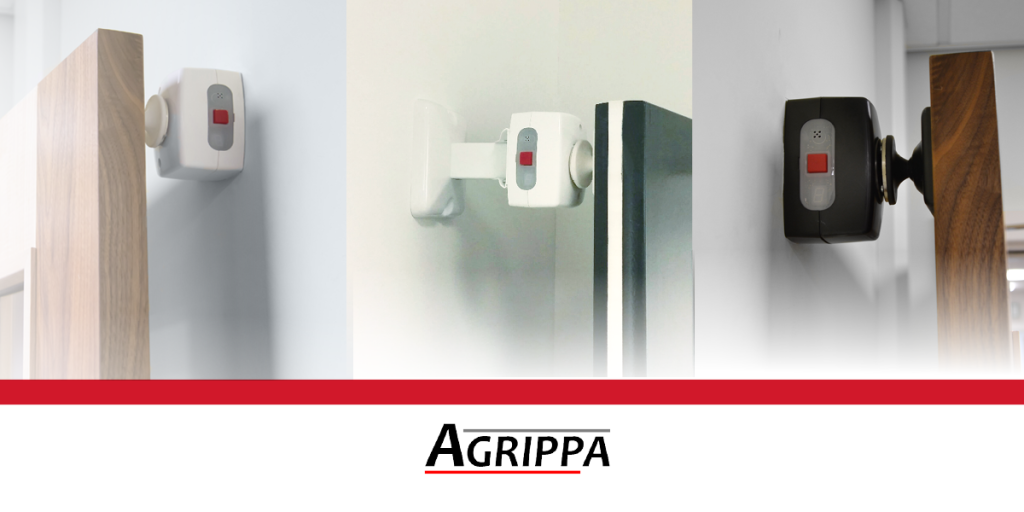 Agrippa magnetic fire door holders, enable fire doors to remain open for accessibility and automatically close in response to a fire alarm.