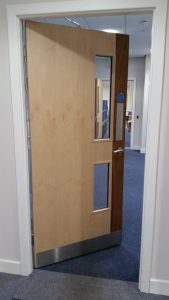 Left handed door - held open by Agrippa fire door closer